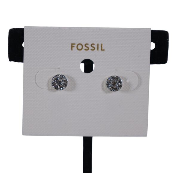 Fossil Ellis Disc Silver-Tone Stainless Steel Stud Earrings - NWT - Picture 1 of 5